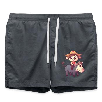 Mädchen, Affe und Kuh, Charmantes Kinderdesign - Badeshorts - Anthrazit - Vorne - AI Model Male 185 light (185cm)