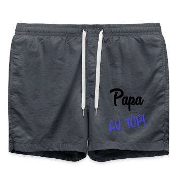 DAD. FATHER'S DAY. HAPPY FATHER'S DAY. HAPPY BIRTHDAY. - Swim Trunks - anthracite - Front - AI Model Male 185 light (185cm)