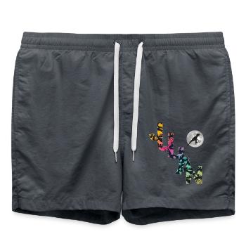 JULIAN - Schöner Jungen Name mit Dinosaurier - Badeshorts - Anthrazit - Vorne - AI Model Male 185 light (185cm)