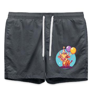 Taureau Anniversaire Bébé - Short de bain - charbon - Devant - AI Model Male 185 light (185cm)