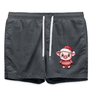 Pig Christmas Comic - Swim Trunks - anthracite - Front - AI Model Male 185 light (185cm)