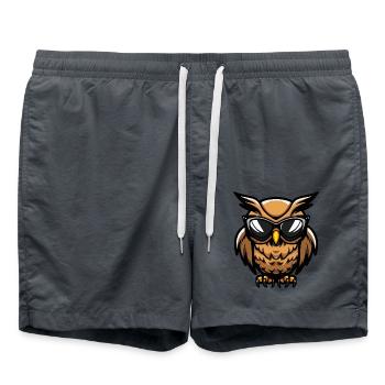 Eule Cool Comic - Badeshorts - Anthrazit - Vorne - AI Model Male 185 light (185cm)