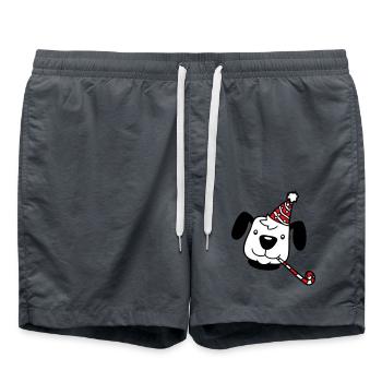 Hund Geburtstag Silvester Party Hut Feiern Tröte - Badeshorts - Anthrazit - Vorne - AI Model Male 185 light (185cm)