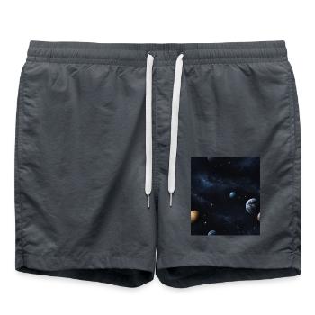 Planètes dans l’espace - Short de bain - charbon - Devant - AI Model Male 185 light (185cm)