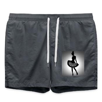 Silhouette of a woman in a dress with flowers - Swim Trunks - anthracite - Front - AI Model Male 185 light (185cm)