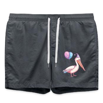 Pélican oiseau anniversaire bébé - Short de bain - charbon - Devant - AI Model Male 185 light (185cm)