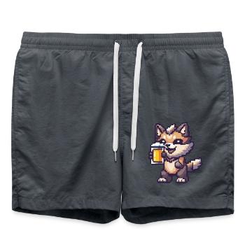 Bière Wolf Pixel - Short de bain - charbon - Devant - AI Model Male 185 light (185cm)