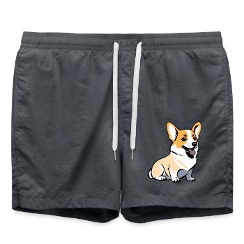 Corgi - Pet Dog Sticker - Badeshorts - Anthrazit - Vorne - AI Model Male 185 light (185cm)