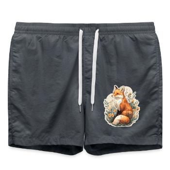 Fuchs mit Blumen - Badeshorts - Anthrazit - Vorne - AI Model Male 185 light (185cm)