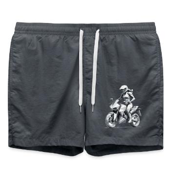 Biker Girl - Motorbike Design - Badeshorts - Anthrazit - Vorne - AI Model Male 185 light (185cm)