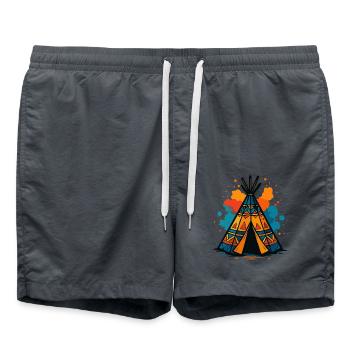 Tipi tribal Splash - Short de bain - charbon - Devant - AI Model Male 185 light (185cm)