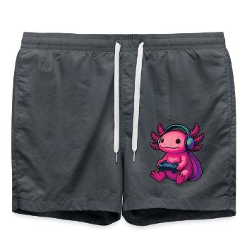 Axolotl Lustige Videospiele Gaming Axolotl - Badeshorts - Anthrazit - Vorne - AI Model Male 185 light (185cm)