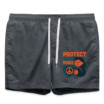Protect Your Peace Mindful Positive Quote Art - Swim Trunks - anthracite - Front - AI Model Male 185 light (185cm)