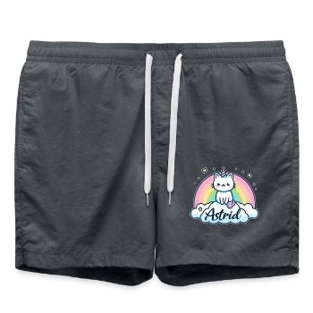 Astrid Nom Prénom Licorne Chat - Short de bain - charbon - Devant - AI Model Male 185 light (185cm)