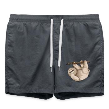 Charming Sloth Hugging Branch  - Swim Trunks - anthracite - Front - AI Model Male 185 light (185cm)