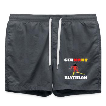 Biathlete silhouette with German flag - Swim Trunks - anthracite - Front - AI Model Male 185 light (185cm)