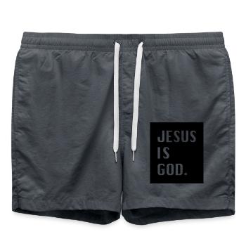 Jésus est God. - Short de bain - charbon - Devant - AI Model Male 185 light (185cm)