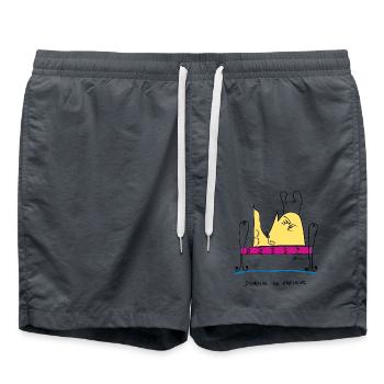 Schlafen müde - Badeshorts - Anthrazit - Vorne - AI Model Male 185 light (185cm)