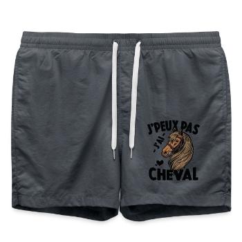 Je Peux Pas Cheval Équitation Cavalier Cavalière - Short de bain - charbon - Devant - AI Model Male 185 light (185cm)