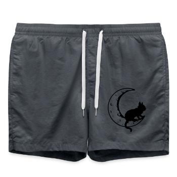 Lune faucille de chat noir - Short de bain - charbon - Devant - AI Model Male 185 light (185cm)