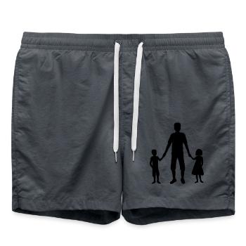 Papa 2 enfants famille - Short de bain - charbon - Devant - AI Model Male 185 light (185cm)