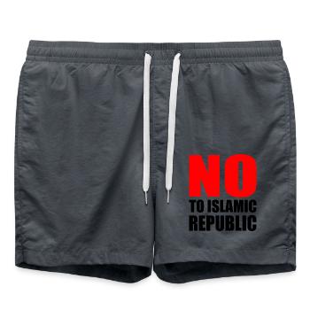 no to islamic republic - Short de bain - charbon - Devant - AI Model Male 185 light (185cm)