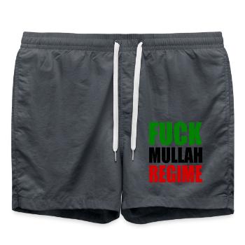 Fuck mullah regime iran - Swim Trunks - anthracite - Front - AI Model Male 185 light (185cm)