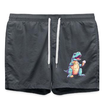T-Rex enjoys ice cream - Funny dinosaur design - Swim Trunks - anthracite - Front - AI Model Male 185 light (185cm)