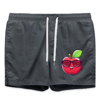 Cool kawaii apple with sunglasses Nerdiges - Swim Trunks - anthracite - Front - AI Model Male 185 light (185cm)