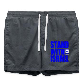 Stand with israel - Swim Trunks - anthracite - Front - AI Model Male 185 light (185cm)