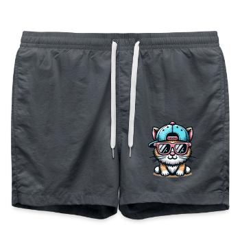 Chat mignon avec chapeau et lunettes de soleil - Süsse Katze - Short de bain - charbon - Devant - AI Model Male 185 light (185cm)