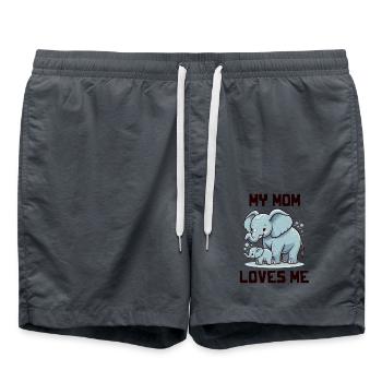 My Mom Loves Me - Baby Sayings - Meine Mutter lieb - Badeshorts - Anthrazit - Vorne - AI Model Male 185 light (185cm)