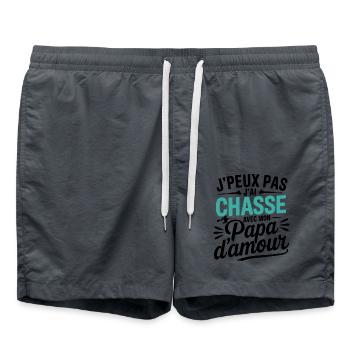 Chasse avec Papa d'Amour - Short de bain - charbon - Devant - AI Model Male 185 light (185cm)
