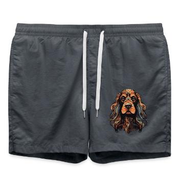 Hund Cavalier King English Cocker Spaniel - Badeshorts - Anthrazit - Vorne - AI Model Male 185 light (185cm)