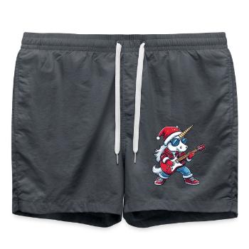 Unicorn Christmas Rocker Guitar - Swim Trunks - anthracite - Front - AI Model Male 185 light (185cm)