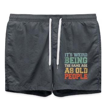 It's Weird Being The Same Age As Old People Retro - Swim Trunks - anthracite - Front - AI Model Male 185 light (185cm)
