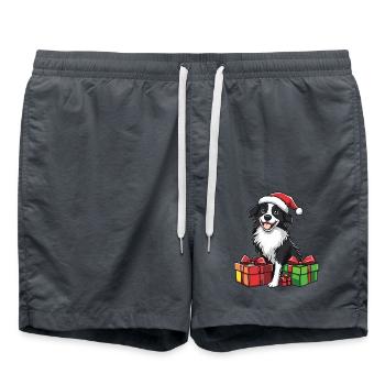 Border Collie chien Cadeaux de Noël - Short de bain - charbon - Devant - AI Model Male 185 light (185cm)