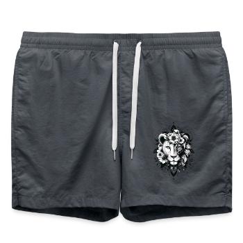 Majestic Lion with Floral Patterns Lion Head - Swim Trunks - anthracite - Front - AI Model Male 185 light (185cm)