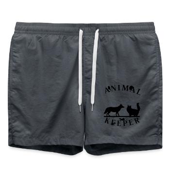 Lustiger Tierpfleger Spruch- Tierhalter - Badeshorts - Anthrazit - Vorne - AI Model Male 185 light (185cm)
