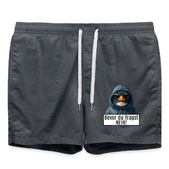 drôle de dicton avec le pingouin Becor tu demandes non - Short de bain - charbon - Devant - AI Model Male 185 light (185cm)