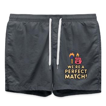 We're a perfect match - Swim Trunks - anthracite - Front - AI Model Male 185 light (185cm)