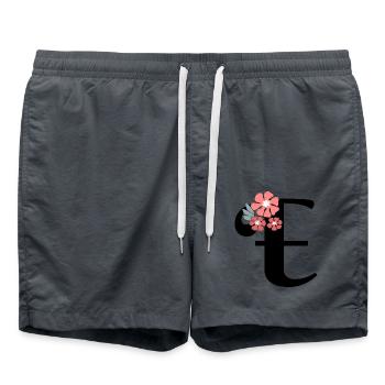 Letter e Minimalistische Blumen - Badeshorts - Anthrazit - Vorne - AI Model Male 185 light (185cm)