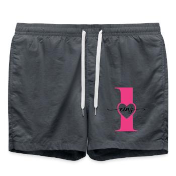 Ziffer Eins 1 mit Herz - Badeshorts - Anthrazit - Vorne - AI Model Male 185 light (185cm)