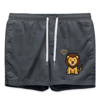 Lion Pixel - Swim Trunks - anthracite - Front - AI Model Male 185 light (185cm)