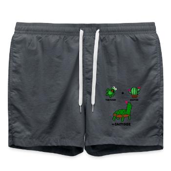 Cactoise – Cactus Tortoise Fusion, Quirky Doodle. - Swim Trunks - anthracite - Front - AI Model Male 185 light (185cm)