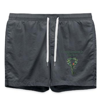 Mitgefühl ist der Schlüssel – Statement-Shirt - Badeshorts - Anthrazit - Vorne - AI Model Male 185 light (185cm)