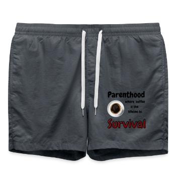 Parenthood: where coffee is the lifeline - Swim Trunks - anthracite - Front - AI Model Male 185 light (185cm)