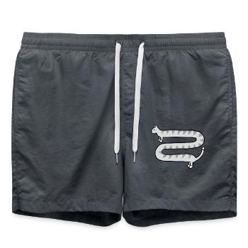 Mignon long chat tigré gris - Short de bain - charbon - Devant - AI Model Male 185 light (185cm)