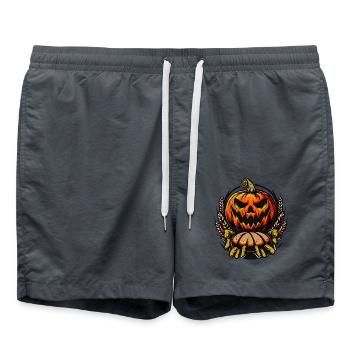 Halloween Kürbis mit Bäckermütze und Brot - Badeshorts - Anthrazit - Vorne - AI Model Male 185 light (185cm)