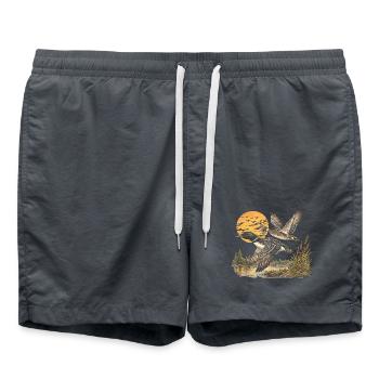 Vintage Common Loon Pair Flying Lake Wildlife Bird - Badeshorts - Anthrazit - Vorne - AI Model Male 185 light (185cm)
